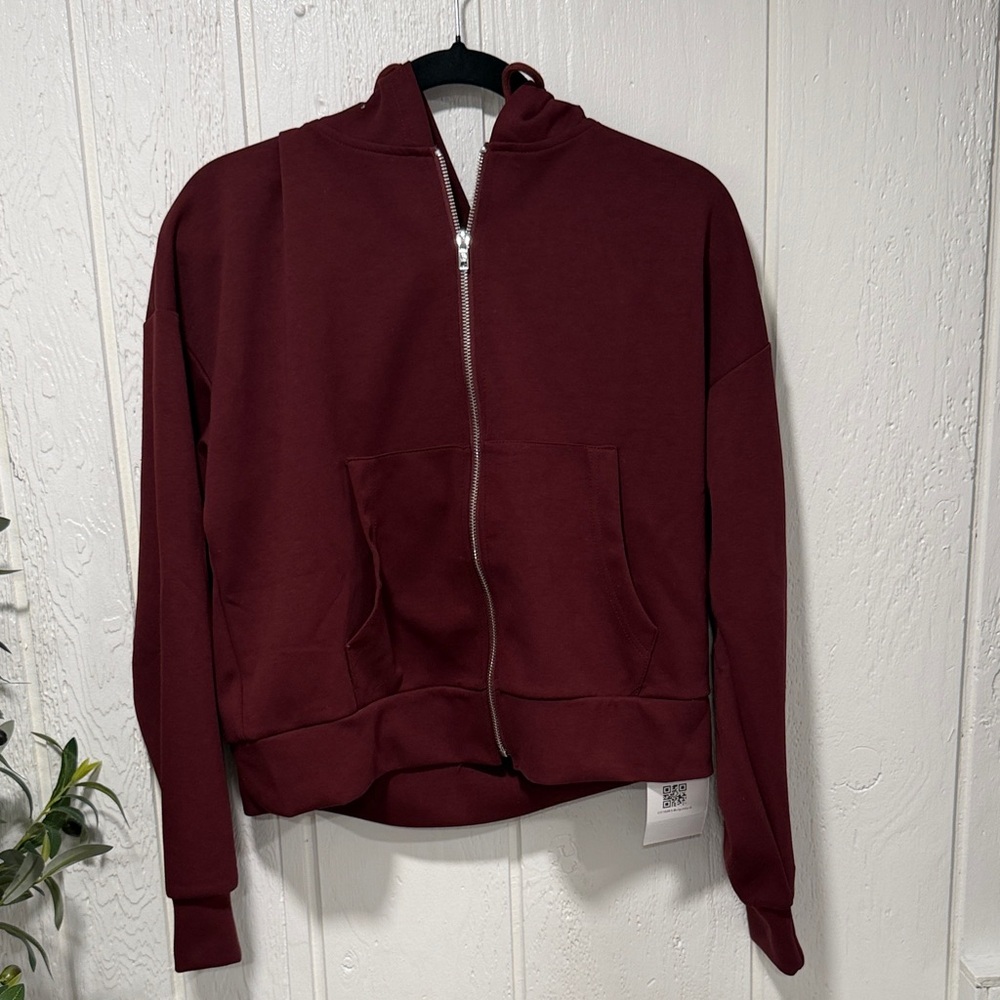 Women's Burgundy Zip-Up Hoodie